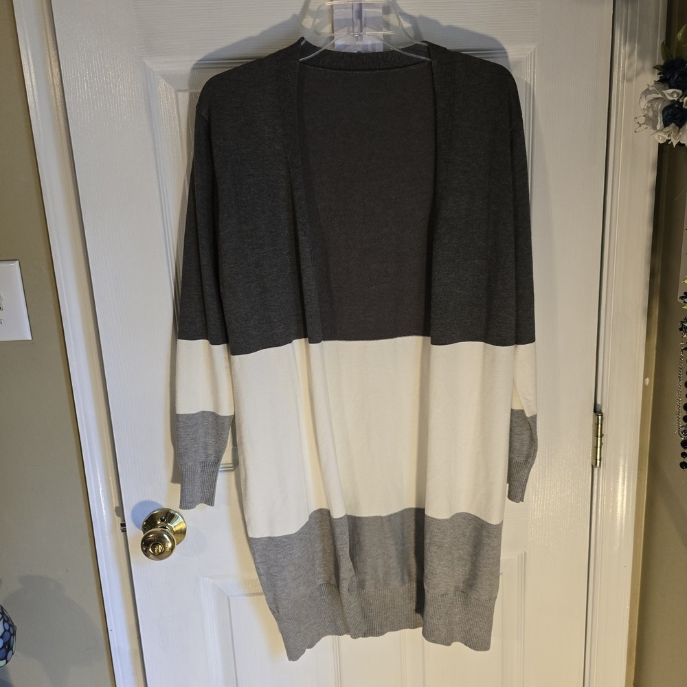 Women‎ Open Front Knit Colorblock Cardigan Sweater Loose Long One Size
